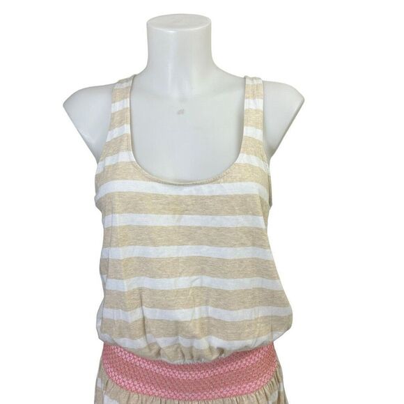 Lilly Pulitzer Tideline Heathered Sand Bar Sandy Smocked Waist Dress Size Small - Picture 2 of 10